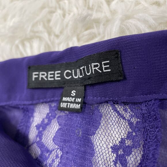 FREE CULTURE Sheer lace Top Button Up Shirt Women L Fairy Boho Whimsy Romantic - Picture 6 of 16